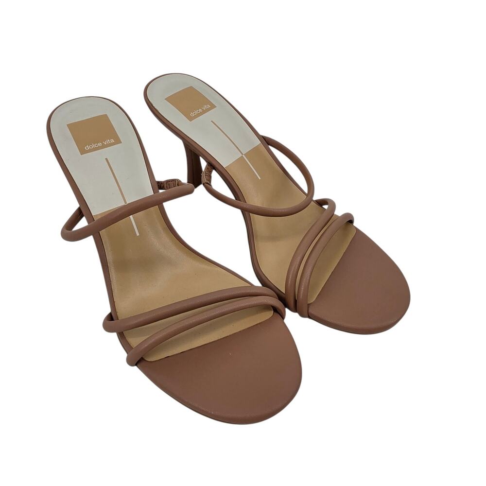 NWOT Dolce Vita Camel Brown Lynton Strappy Stiletto Slip On Sandals Size 10